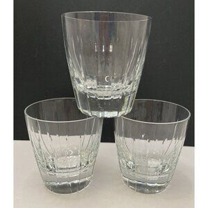 3 Block Rhapsody Crystal Double Old Fashioned Mouth Blown Hand Cut Glasses - EUC